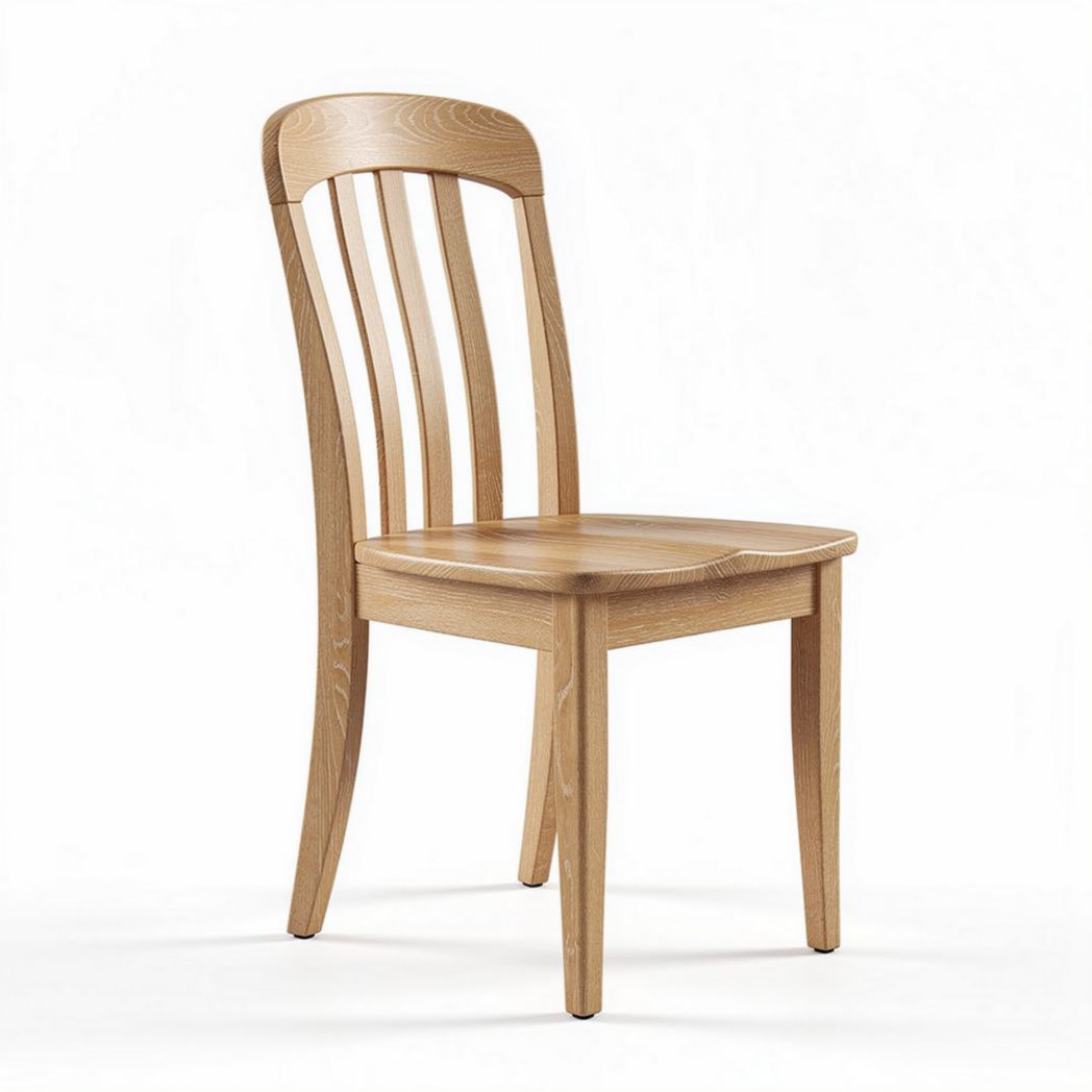 Houten eetstoel met slanke rugleuning afmetingen 45 x 45 x 90cm naturel hout