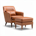 leren fauteuil met voetensteun in bruin 80 x 75 x 90cm
