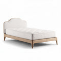 Bed met gestoffeerd hoofdbord van hout 190 x 100 x 40cm in wit