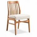 Eikenhouten eetkamerstoel met beige stoffen zitting 45 x 50 x 95cm