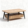 Salontafel van hout met opberglades en metalen poten 110 x 60 x 40cm