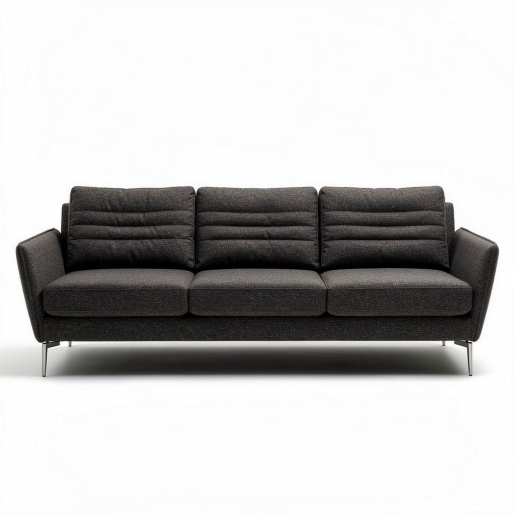 Zithoek bank van stof in antraciet 200 x 90 x 85cm met metalen poten